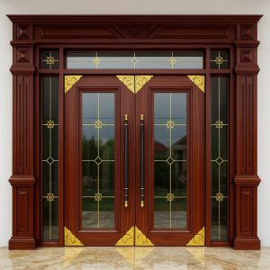 Cửa Nhôm Thủy Lực Màu Gỗ Hương