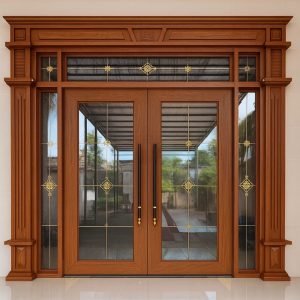 Cửa Nhôm Thủy Lực Màu Gỗ Lim