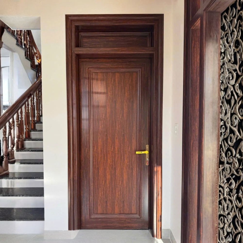 Cửa Nhôm Tấm Liền Nguyên Khối 1 Cánh Giả Gỗ