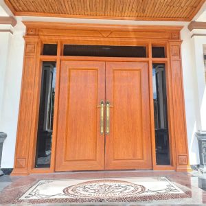 Cửa Nhôm Tấm Liền Nguyên Khối 2 Cánh Giả Gỗ Sáng