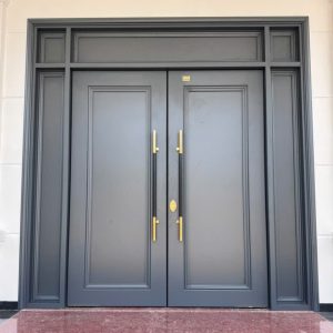 Cửa Nhôm Tấm Liền Nguyên Khối Xám 2 Cánh
